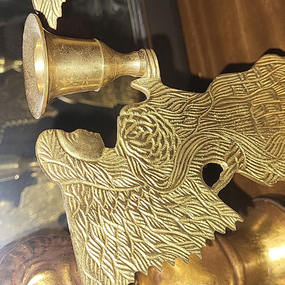 Two Solid Brass Angel Taper Candle Holders Vintage MCM - Picture 3 of 4